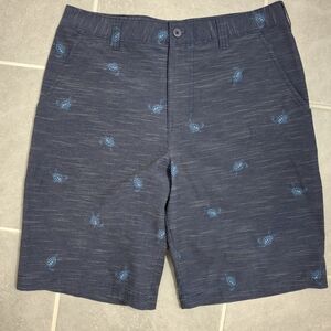 Mens Champion Navy Shorts with Light Blue Sea Turtle Print Size 30W